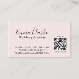 Minimalist Pink Wedding Scan Code Business Card Visitenkarte