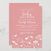 Minimalist Pink Wildflower Baby Shower Einladung (Vorne/Hinten)