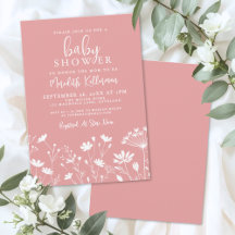 Minimalist Pink Wildflower Baby Shower