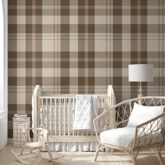 Minimalist Plaid in Cream and Taupe Tapete