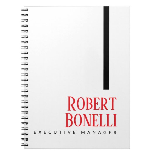 Minimalist Plain Black Red & White Modern Plain Notizblock (Vorderseite)