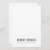 Minimalist Plain Black & White Modern Plain Card (Vorne/Hinten)
