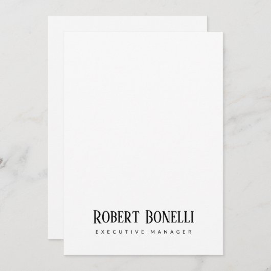 Minimalist Plain Black & White Modern Plain Card (Vorne/Hinten)