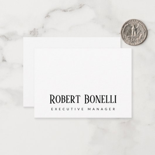 Minimalist Plain Black & White Modern Plain Mitteilungskarte (Vorderseite/Rückseite Beispiel)