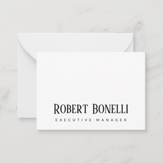 Minimalist Plain Black & White Modern Plain Mitteilungskarte (Vorderseite)