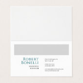 Minimalist Plain Blue & White Grey Modern  Visitenkarten (Außenseite Aufgefaltet)