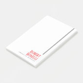Minimalist Plain Schwarz Rot & Weiß Modern Schlich Post-it Klebezettel (angewinkelt)