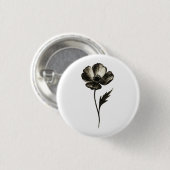 Minimalist Poppy – Monochrome Botanical Ink Art on Button (Vorne & Hinten)