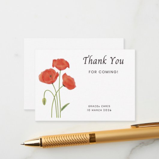 Minimalist Poppy Thank You Note | Customizable Eve Begleitkarte (Vorderseite/Rückseite Beispiel)