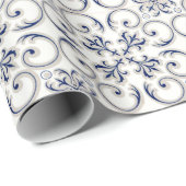 Minimalist Portuguese Blue and White Classic Patt Geschenkpapier (Rolleneckpunkt)