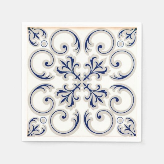 Minimalist Portuguese Blue and White Classic Patt Serviette (Vorderseite)