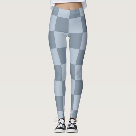 Minimalist Powder Blue Checkerboard Pattern Leggings (Vorderseite)