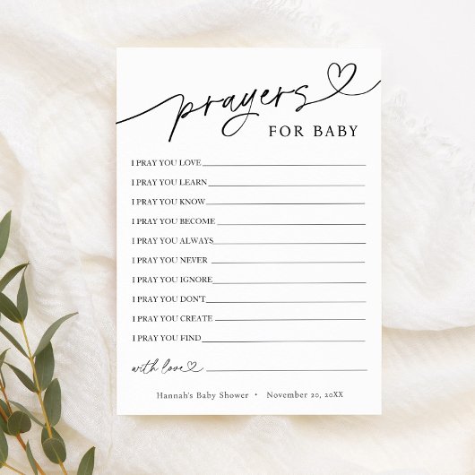 Minimalist Prayers and Wishes for Baby Card Einladung