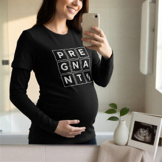 Minimalist Pregnant Geometric Squares | Announce Tri-Blend Shirt