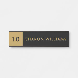 Minimalist Professional Black & Gold Employee Name Türschild