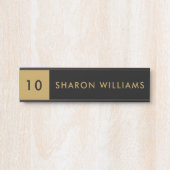 Minimalist Professional Black & Gold Employee Name Türschild (Vorderseite )