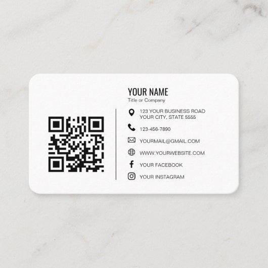 Minimalist Professional Company Logo QR Code Visitenkarte (Vorderseite)