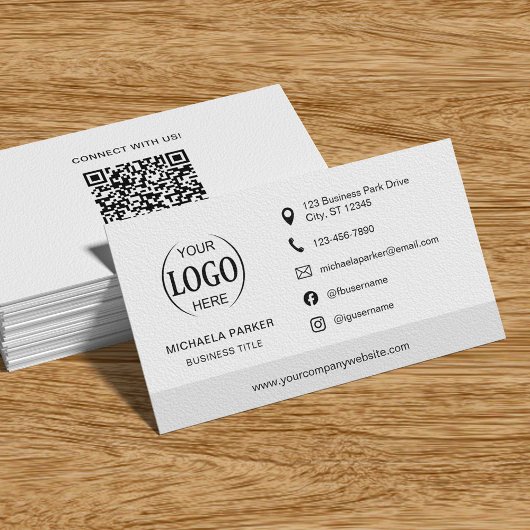 Minimalist Professional Company Logo QR Code Visitenkarte