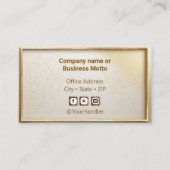 Minimalist Professional Faux Gold Metallic Glitter Visitenkarte (Rückseite)