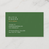 Minimalist Professional Green Business Cards Visitenkarte (Rückseite)