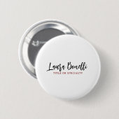 Minimalist Professional Handwrite Plain Name Title Button (Vorne & Hinten)