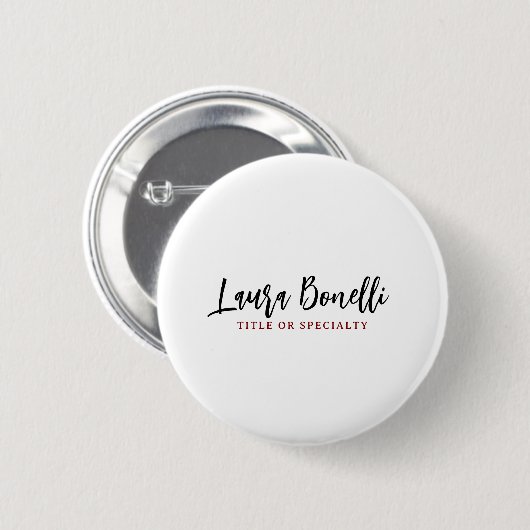 Minimalist Professional Handwrite Plain Name Title Button (Vorne & Hinten)