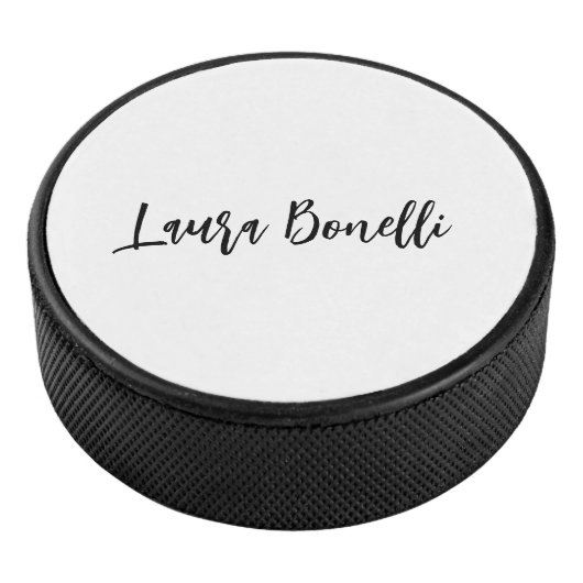 Minimalist Professional Handwrite Plain Name Title Eishockey Puck (3/4)