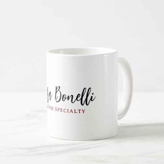 Minimalist Professional Handwrite Plain Name Title Kaffeetasse (VorderseiteRechts)
