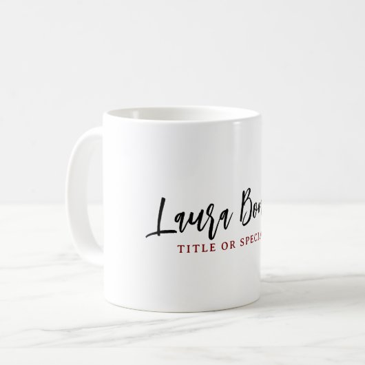Minimalist Professional Handwrite Plain Name Title Kaffeetasse (Vorderseite Links)