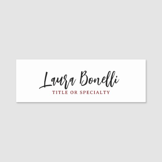 Minimalist Professional Handwrite Plain Name Title Namensschild (Vorderseite)