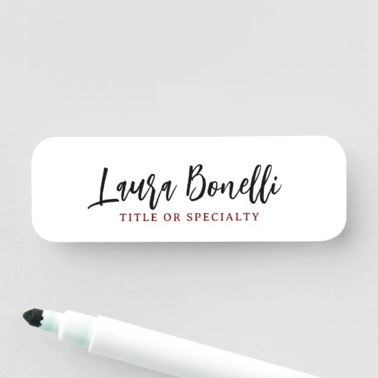 Minimalist Professional Handwrite Plain Name Title Namensschild (Beispiel)