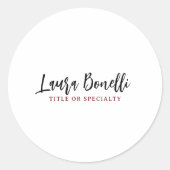 Minimalist Professional Handwrite Plain Name Title Runder Aufkleber (Vorderseite)