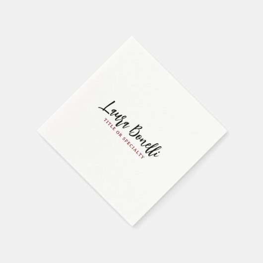 Minimalist Professional Handwrite Plain Name Title Serviette (Ecke)
