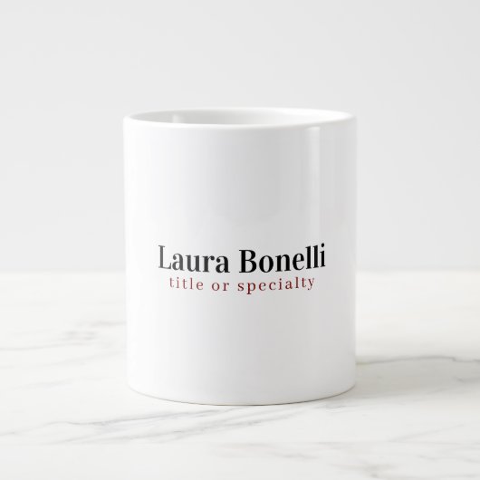 Minimalist Professional Modern Plain Name Title Jumbo-Tasse (Vorderseite)