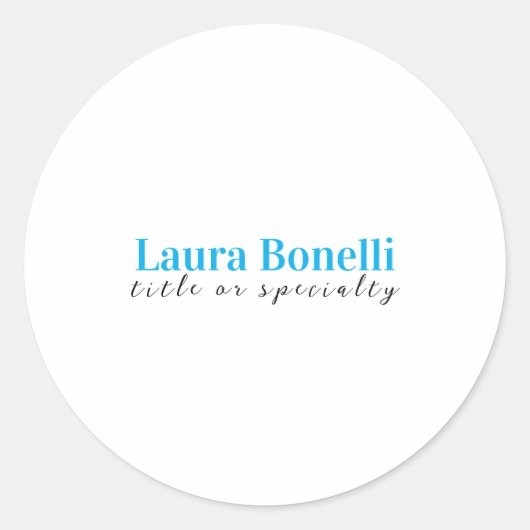 Minimalist Professional Modern Plain Name Title Runder Aufkleber (Vorderseite)