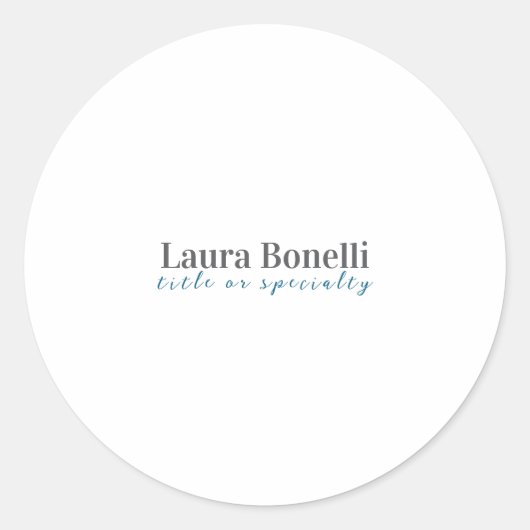 Minimalist Professional Modern Plain Name Title Runder Aufkleber (Vorderseite)