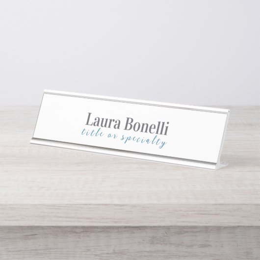 Minimalist Professional Modern Plain Name Title Schreibtischnamensplakette (Vorderseite )