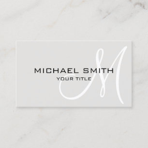 Minimalist Professional Platinum Monogramm Visitenkarte