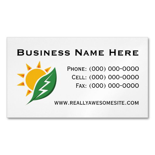Minimalist Professional Solar Energy Contact Info Magnetische Visitenkarte (Vorderseite)
