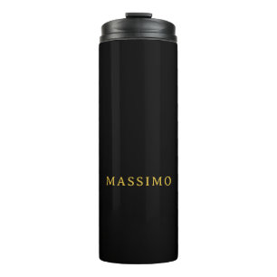 Minimalist Professionell Gold & Schwarz Farbname Thermosbecher
