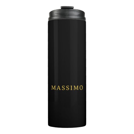 Minimalist Professionell Gold & Schwarz Farbname Thermosbecher (Vorderseite)