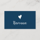 Minimalist Prussian Blue White Heart Barber Name Visitenkarte (Vorderseite)