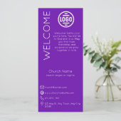 Minimalist Purple Church Connection Card Einladung (Stehend Vorderseite)