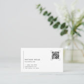 Minimalist QR Code Black & White Business Card Visitenkarte (Stehend Vorderseite)