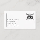 Minimalist QR Code Black & White Business Card Visitenkarte (Vorderseite)