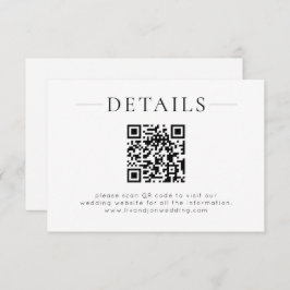 Minimalist QR Code Black White Wedding Details Begleitkarte