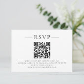 Minimalist QR Code Black White Wedding RSVP (Stehend Vorderseite)