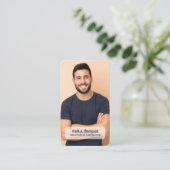 Minimalist QR Code Photo Connect Modern White Visitenkarte (Stehend Vorderseite)