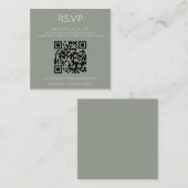 Minimalist QR Code Sage Green Wedding RSVP Begleitkarte (Vorne/Hinten)