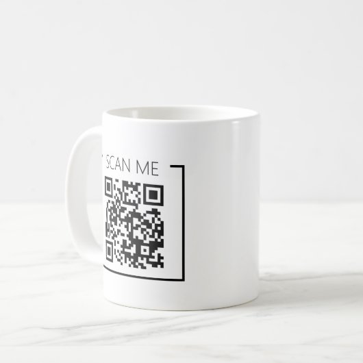 Minimalist QR Code Scan Me Business Kaffeetasse (Vorderseite Links)